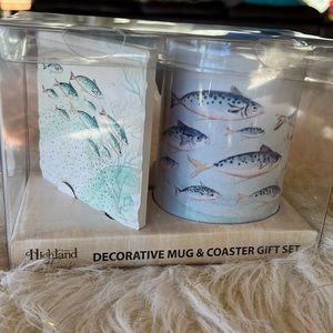 NEW IN BOX! Highland Home Decorative Mug & Coaster Gift Set for the Lake Lover!